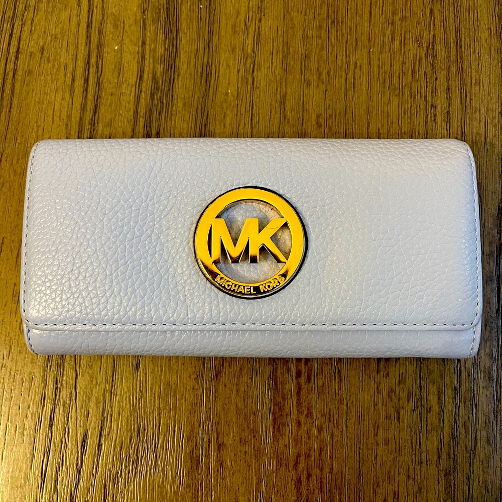 Michael Kors Light Blue Fulton Continental Wallet
